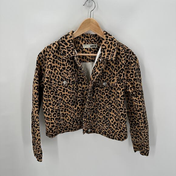 TOPSHOP Moto Animal Print Cropped Jacket // 10 - Picture 1 of 9